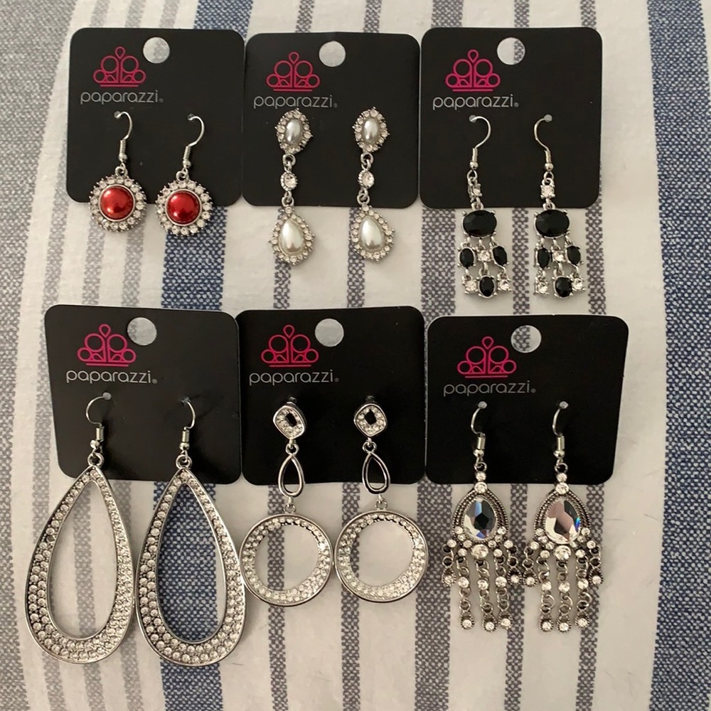 6 Pair Lot of Brand New Paparazzi Earrings